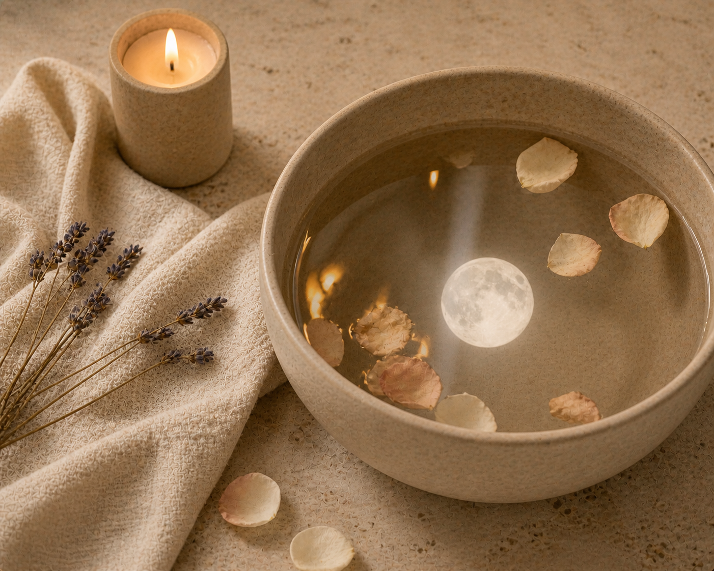 http://Cuenco%20cerámico%20con%20agua%20reflejando%20la%20luna%20y%20velas,%20pétalos%20flotantes%20y%20lavanda%20sobre%20mármol%20con%20luz%20cálida%20y%20estética%20wellness%20minimalista